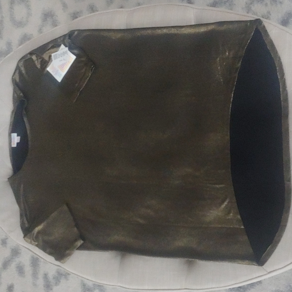 Lularoe NWT Metallic Gold Black Irma Tunic Shirt S